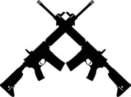crossed assault rifles on white background. crossed silhouette AK47 assault riffle symbol. two crossed an assault rifle sign. flat style. vector