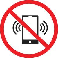 sin etiqueta de llamada sobre fondo blanco. Señal de teléfono móvil prohibida. sin símbolo de teléfono celular. estilo plano vector