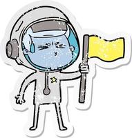 distressed sticker of a cartoon stressed astronaut vector