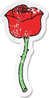 distressed sticker of a cartoon rose vector