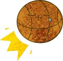 baloncesto de dibujos animados de estilo de ilustración retro vector