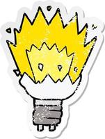 distressed sticker of a cartoon exploding light bulb vector