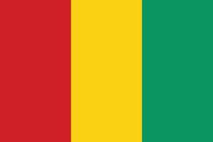 bandera de guinea sobre fondo blanco. colores oficiales nacionales guineanos y proporción correcta. estilo plano vector
