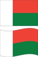 madagascar ondeando la bandera sobre fondo blanco. bandera de Madagascar. estilo plano vector