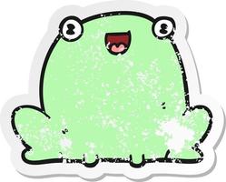 distressed sticker of a cartoon frog vector