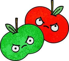 manzanas de dibujos animados de textura grunge retro vector