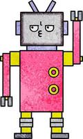 robot de dibujos animados de textura grunge retro vector