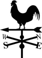 rooster weather vane on white background. Weather vane silhouette. Rooster compass sign. flat style. vector