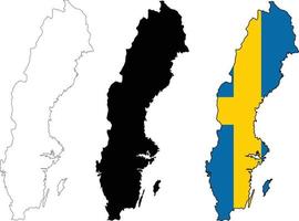 Mapa de Suecia sobre fondo blanco. mapa de contorno del signo de suecia. estilo plano vector