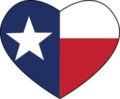 Texas flag heart on white background. Love to country and state sign. flat style.