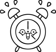 line drawing cartoon alarm clock vector