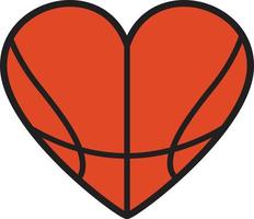 Baloncesto corazón amor bola logo icono sobre fondo blanco. pelota de baloncesto con forma de corazón. estilo plano vector