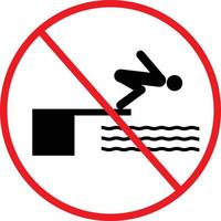 do not jump pool on white background. warning notice sign. do not jump stop symbol. flat style. vector