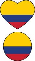 vector de bandera circular de colombia sobre fondo blanco. bandera del corazón de colombia. estilo plano