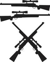Rifle icon on white background. Crossed hunting rifles symbol. Hunting Rifle Silhouette. vector