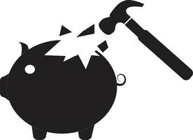 Piggy bank and hammer icon on white background. Financial problem sign. flat style. vector