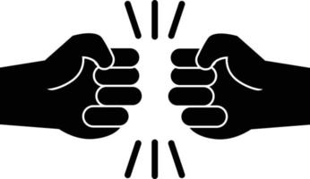 fist bump glyph icon on white background. power five pound sign. two hands fist bump gesture. flat style. vector