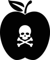 Apple con un icono de calavera sobre fondo blanco. signo de manzana fresca. estilo plano vector