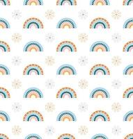 Scandinavian rainbow with ornaments seamless pattern vector