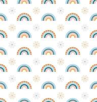 Scandinavian rainbow with ornaments seamless pattern vector