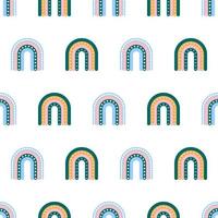 Scandinavian rainbow with ornaments seamless pattern vector