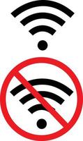 símbolos wifi sobre fondo blanco. signo conectado y no conectado. sin símbolo de área de señal. estilo plano vector