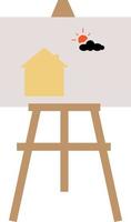 drawing board art icon on white background. wooden brown easel with mock up sign. flat style. vector