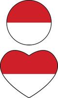 Circle flag of Monaco on white background. button flag Monaco. Monaco flag with a heart shape. flat style. vector