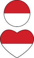 Circle flag of Monaco on white background. button flag Monaco. Monaco flag with a heart shape. flat style. vector