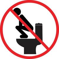 Do not step on toilet seat symbol. No, and permit toilet sign. flat style. vector