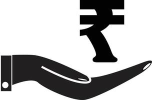 Rupee symbol In Hand on white background. save money concept. flat style. vector