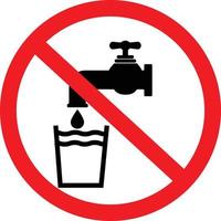 Not drinkable water on white background. Do not drink water sign. flat style. vector