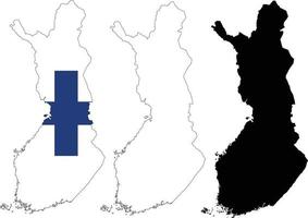 Finlandia bandera y mapa sobre fondo blanco. señal de mapa de finlandia. estilo plano vector