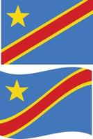 Congo waving flag on white background. Democratic Republic of the Congo flag. flat style. vector