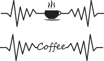 Heartbeat with Coffee on white background. Heartbeat pulse line with coffee cup sign. flat style. vector