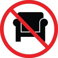 No sitting sign on white background. No lying on sofa sign. flat style. vector