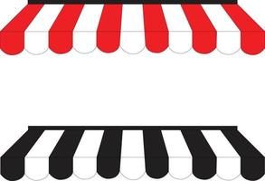 Awning on white background. outdoor awnings sign. striped red and white sunshade for shops. Black and white Striped awning logo. flat style. vector