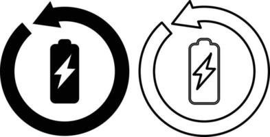 icono de reciclaje de batería sobre fondo blanco. señal de reciclaje de batería. batería con símbolo de reciclaje. concepto de energía renovable. estilo plano vector