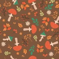 Autumn seamless pattern with amanita. Vector graphics.