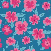 Seamless pattern with flowers and leaves. Vector graphics.