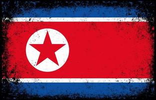 old dirty grunge vintage north korea national flag illustration vector