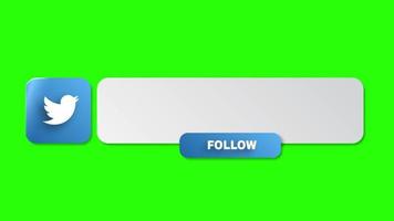 Animated Twitter Lower Third Banner with Like and share Green Screen video