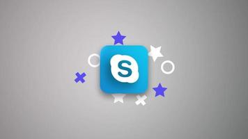 logo d'ouverture de skype de médias sociaux animé avec transition d'écran vert