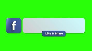 Animated Facebook Lower Third Banner with Like and share Green Screen video