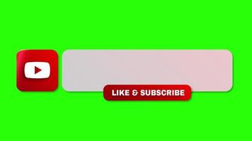 tercer banner animado de youtube con me gusta y suscripción a pantalla verde video