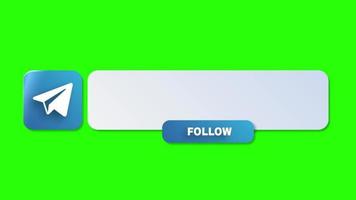 Animated Telegram Lower Third Banner with Follow Green Screen video