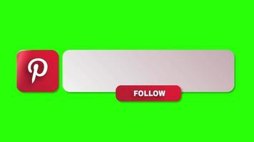 Animated Pinterest Lower Third Banner with Like and share Green Screen video