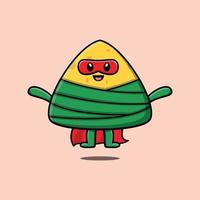 Cute chinese rice dumpling superhero  flaying vector