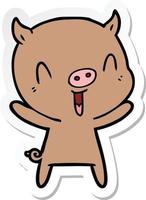 sticker of a happy cartoon pig vector