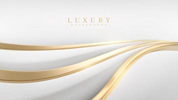 White luxury background with golden curve line element and glitter light effect decoration. vector